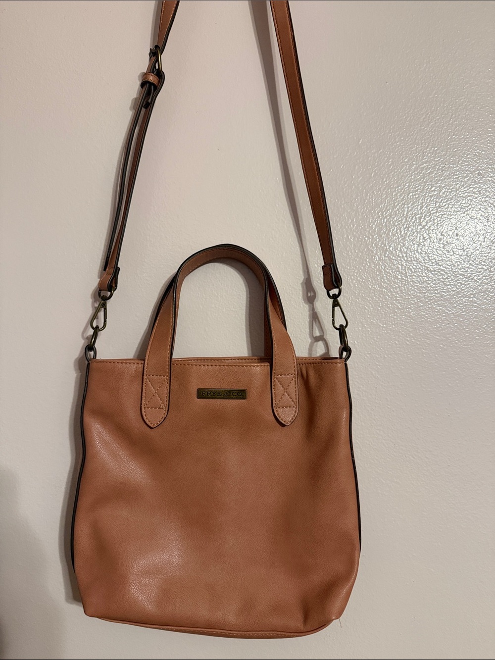 Frye and Co peach Leather Crossbody Tote